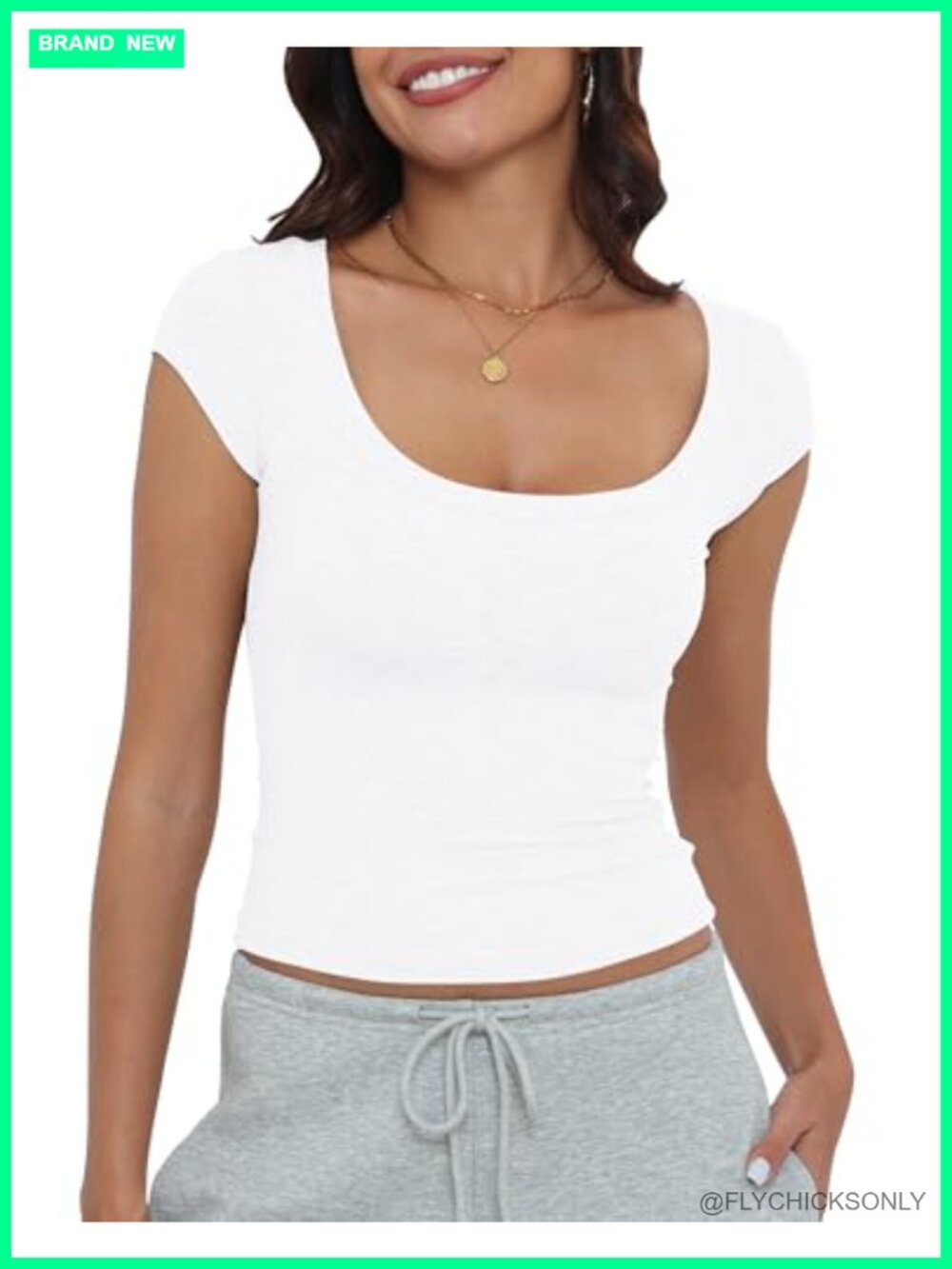 Ribbed Knit Scoop Neck Short Sleeve Crop Top Slim Fitted Casual Tee